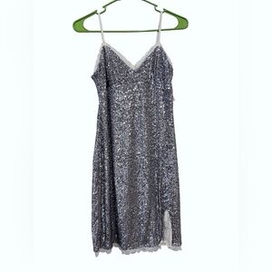 Wild Fable Silver Sequin Spaghetti Strap Dress